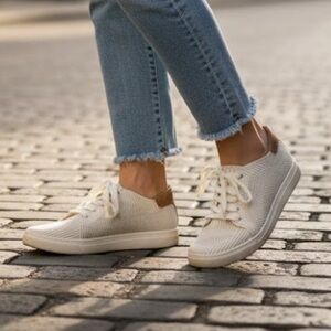 Lucky Brand Off White Mesh Knit Sneakers Shoes Luika Milky Way Women’s Size 7.5